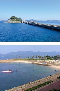 飛島磯釣り公園と高島海水浴場