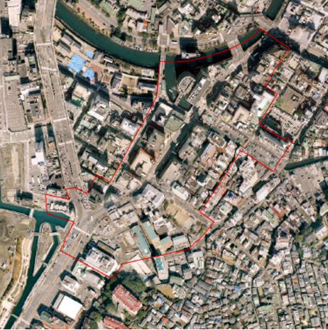 出島地区の空撮の画像