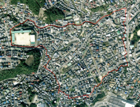 城山地区の空撮の画像