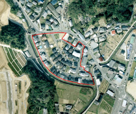 東長崎尾崎地区の空撮の画像