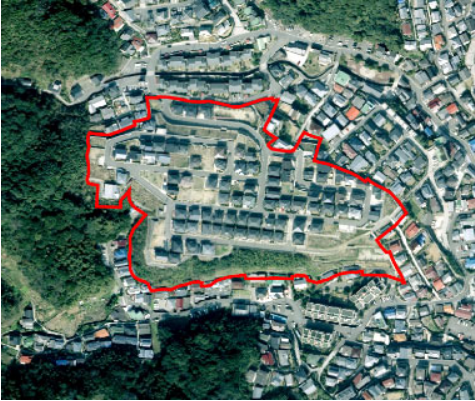 西町地区の空撮の画像