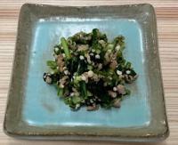 ひき肉とオクラと小松菜のいため物