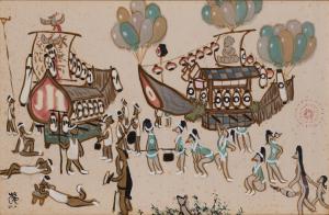 「遠藤周作と清水崑～「狐狸庵閑話 人情編」がつなぐ交流～」（遠藤周作文学館）展示風景。