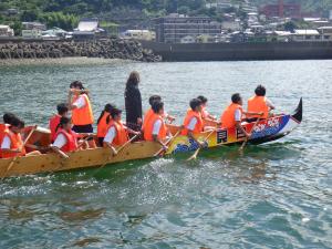 網場漁港でのペーロン体験