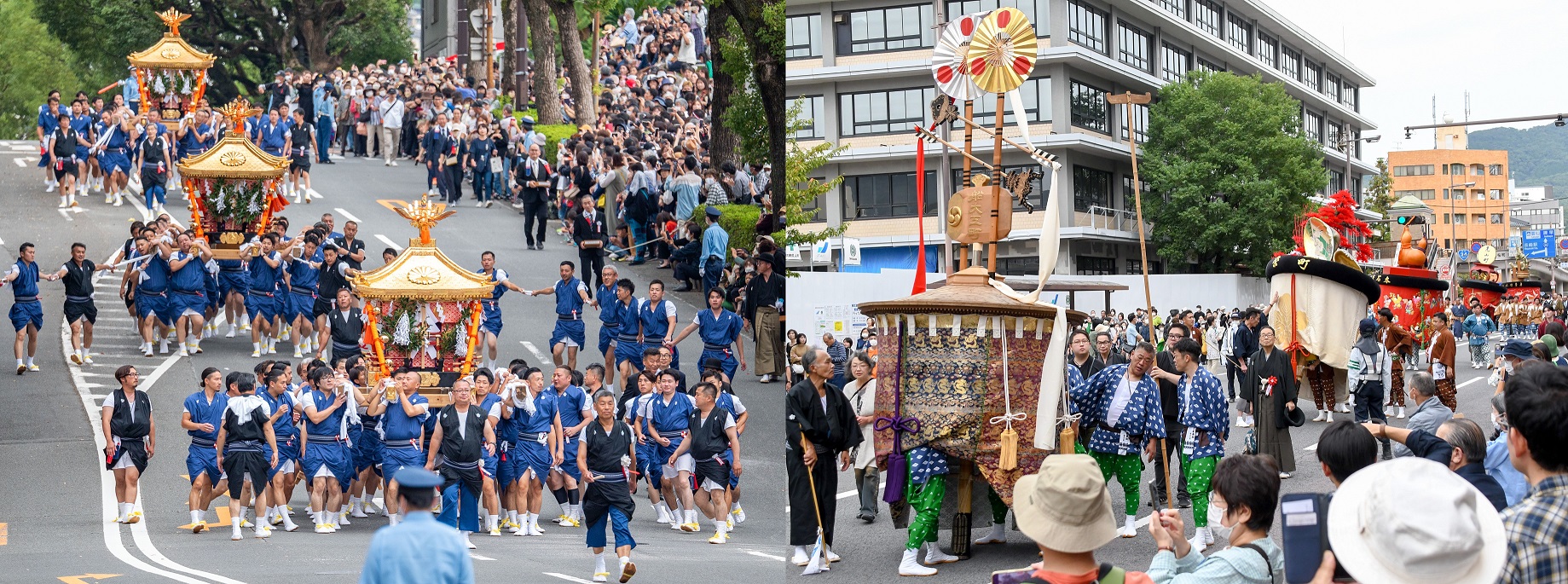 お下り・お上り・傘鉾パレードの様子
