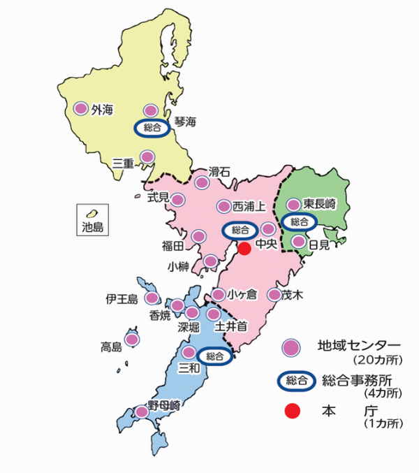 各地域センターの場所（地図）