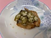 梅オクラのさば竜田揚げ